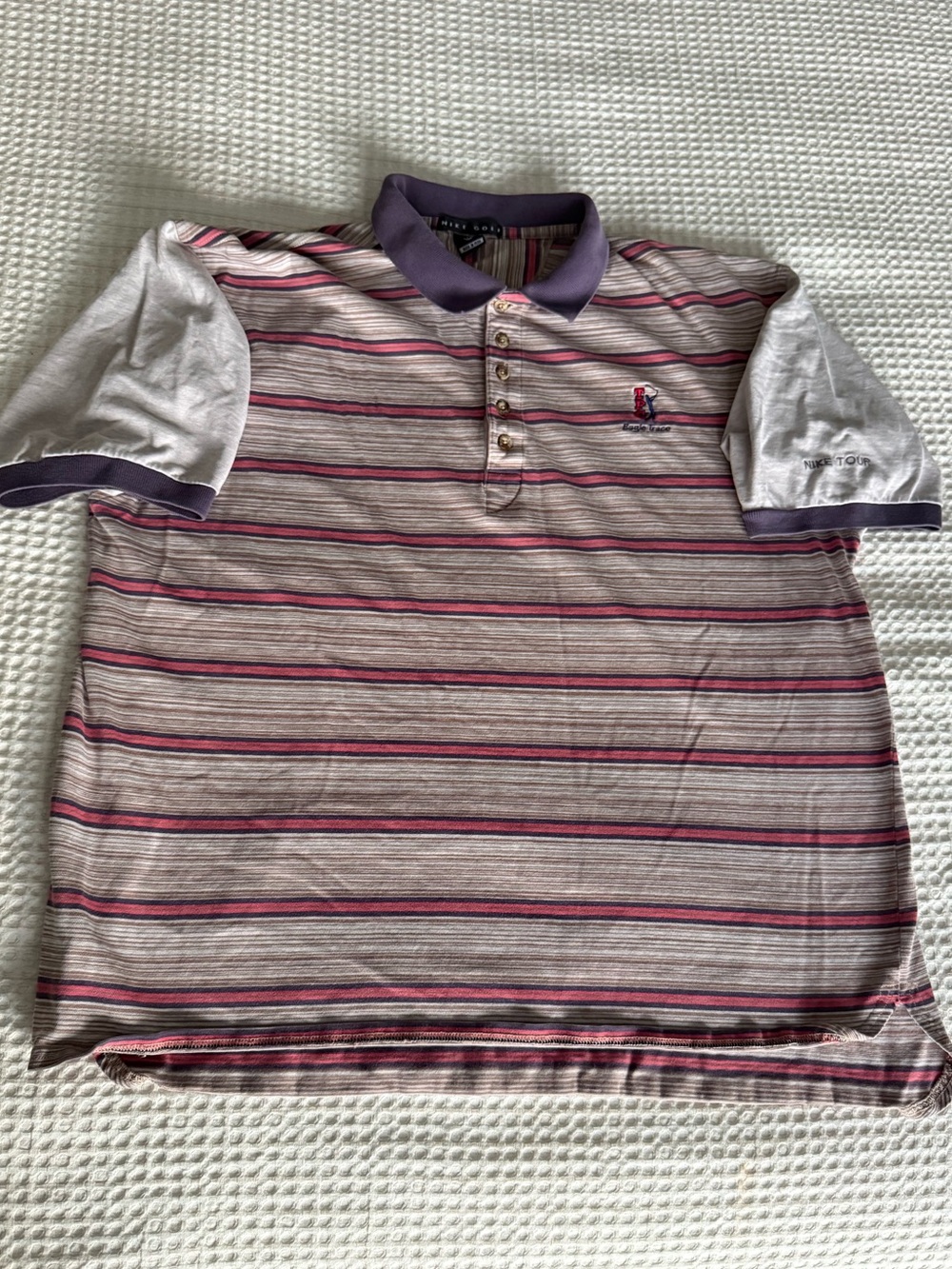 Vintage Nike Golf TPC Eagle Trace golf Striped Polo in Lavender, White and Pink